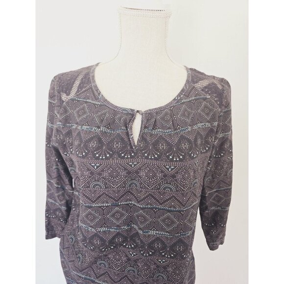 Kuhl Flora Organic Cotton Silk Grey Lace Blouse Top Shirt Medium Below Elbow - Picture 2 of 9